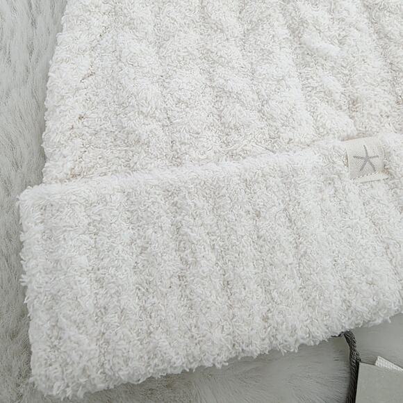 Barefoot Dreams CozyChic Cable Knit Beanie Hat Pom Pom Slouchy Cream NWT OS main image 6